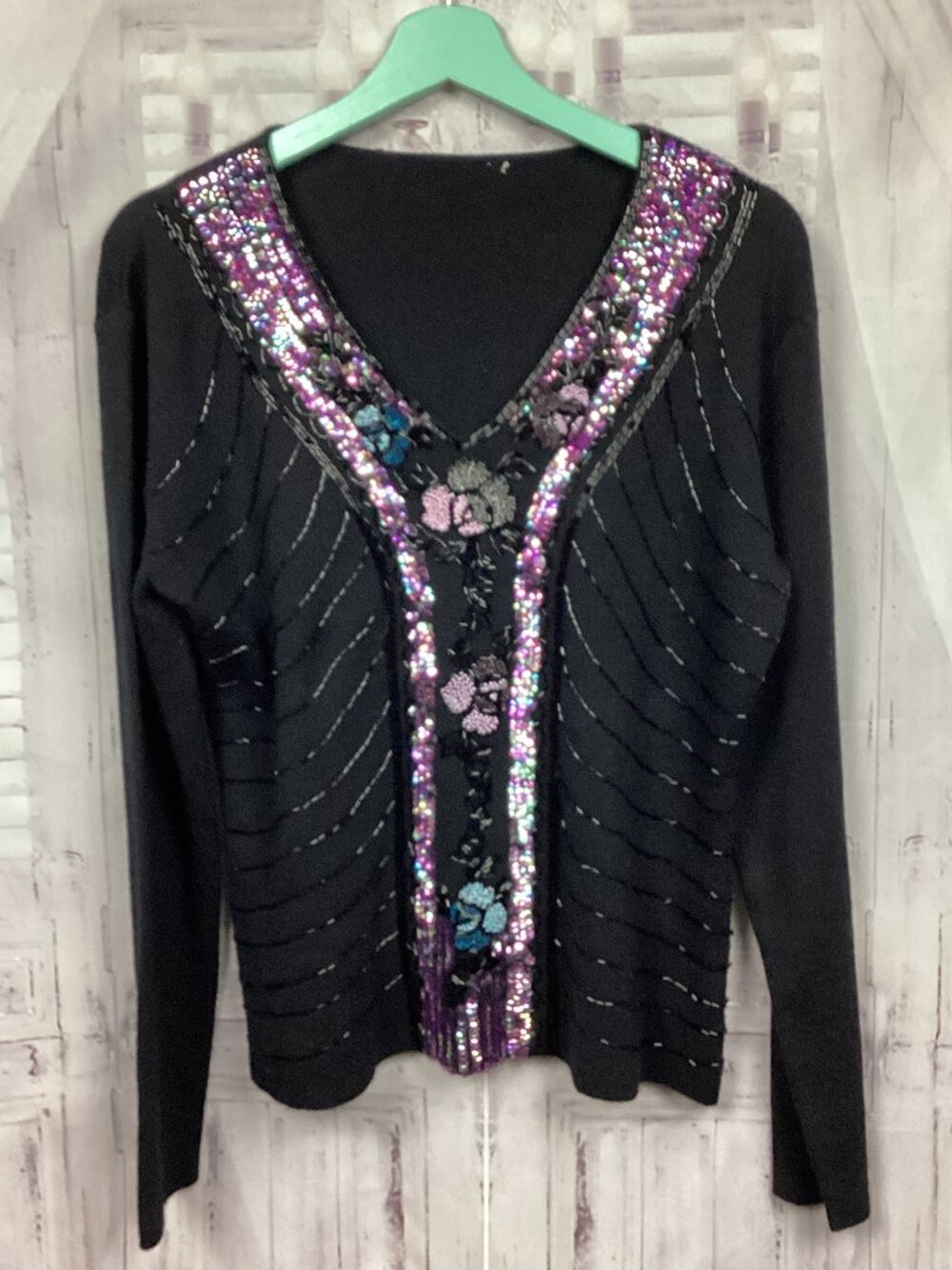 Vintage Beaded Sweater L/XL
